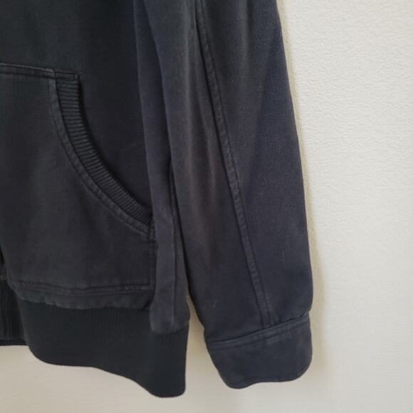 RVCA Full Zip‎ Bomber Aviator Jacket Black Sz Large Pockets Ribbed Collar Cotton - Picture 6 of 15